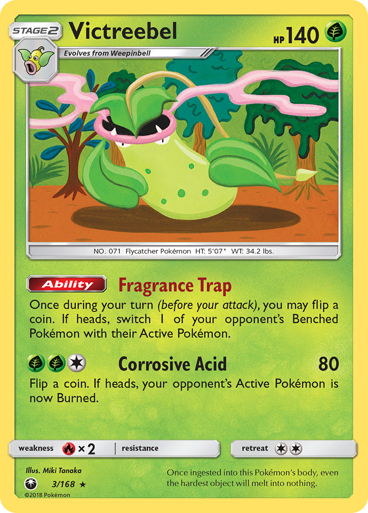 Victreebel 3/168 English Pokémon card from Celestial Storm (2018)