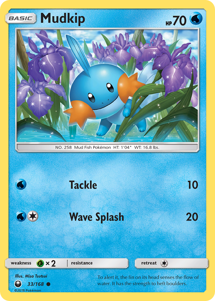 Mudkip 33/168 English Pokémon card from Celestial Storm (2018)