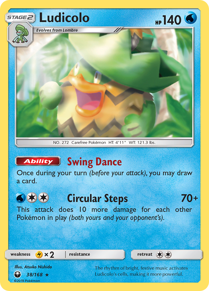 Ludicolo 38/168 English Pokémon card from Celestial Storm (2018)