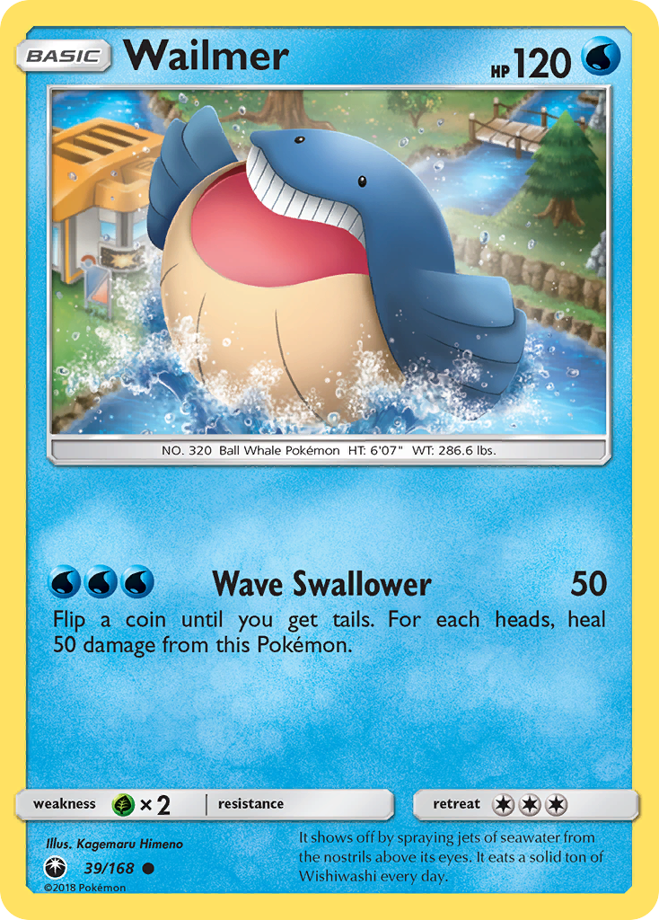 Wailmer 39/168 English Pokémon card from Celestial Storm (2018)