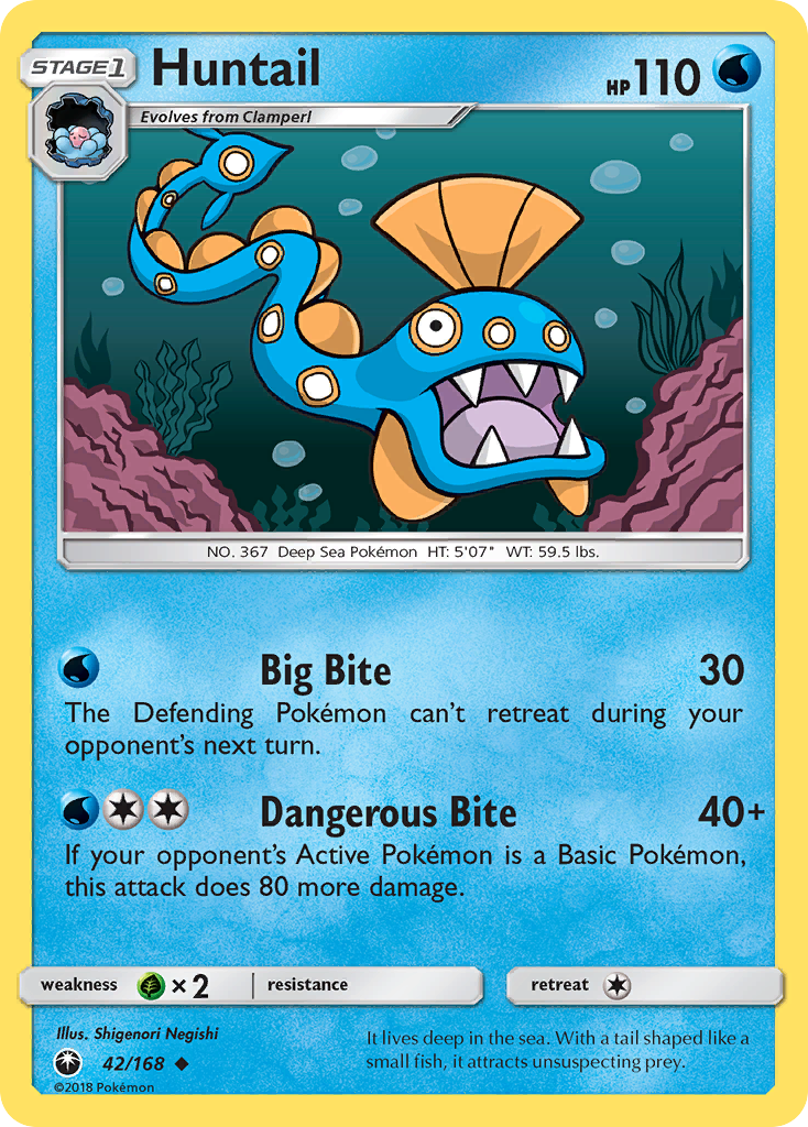 Huntail 42/168 English Pokémon card from Celestial Storm (2018)