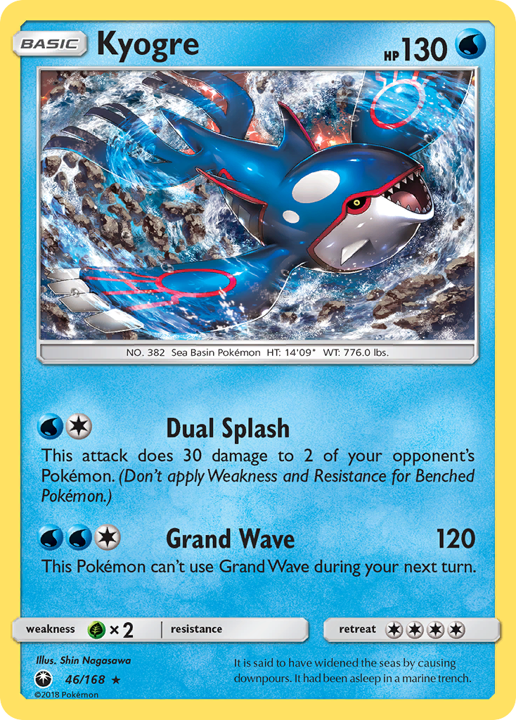 Kyogre 46/168 English Pokémon card from Celestial Storm (2018)