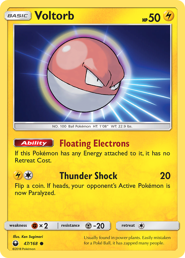 Voltorb 47/168 English Pokémon card from Celestial Storm (2018)