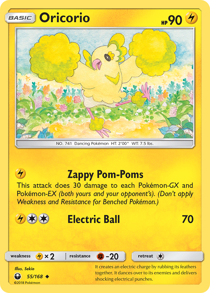 Oricorio 55/168 English Pokémon card from Celestial Storm (2018)