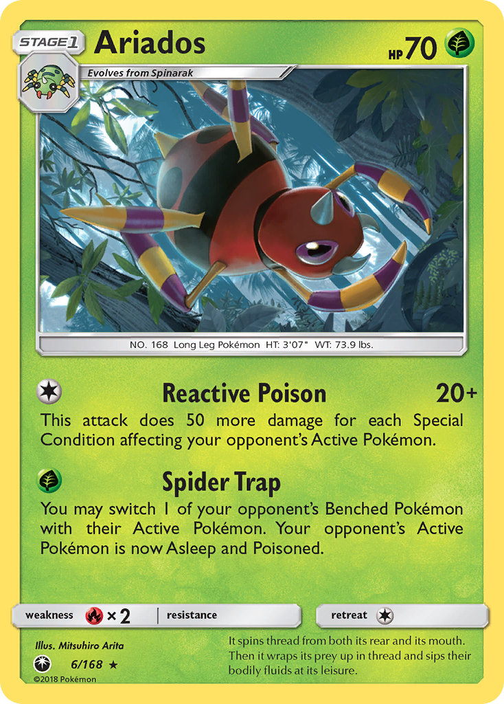 Ariados 6/168 English Pokémon card from Celestial Storm (2018)