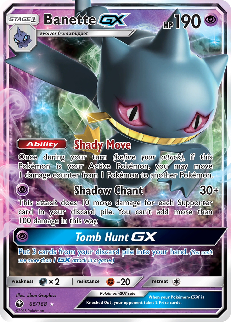 Banette-GX 66/168 English Pokémon card from Celestial Storm (2018)