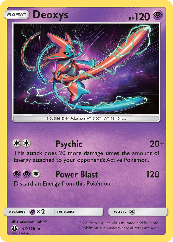 Deoxys 67/168 English Pokémon card from Celestial Storm (2018)