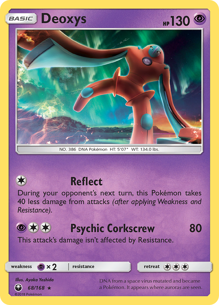 Deoxys 68/168 English Pokémon card from Celestial Storm (2018)