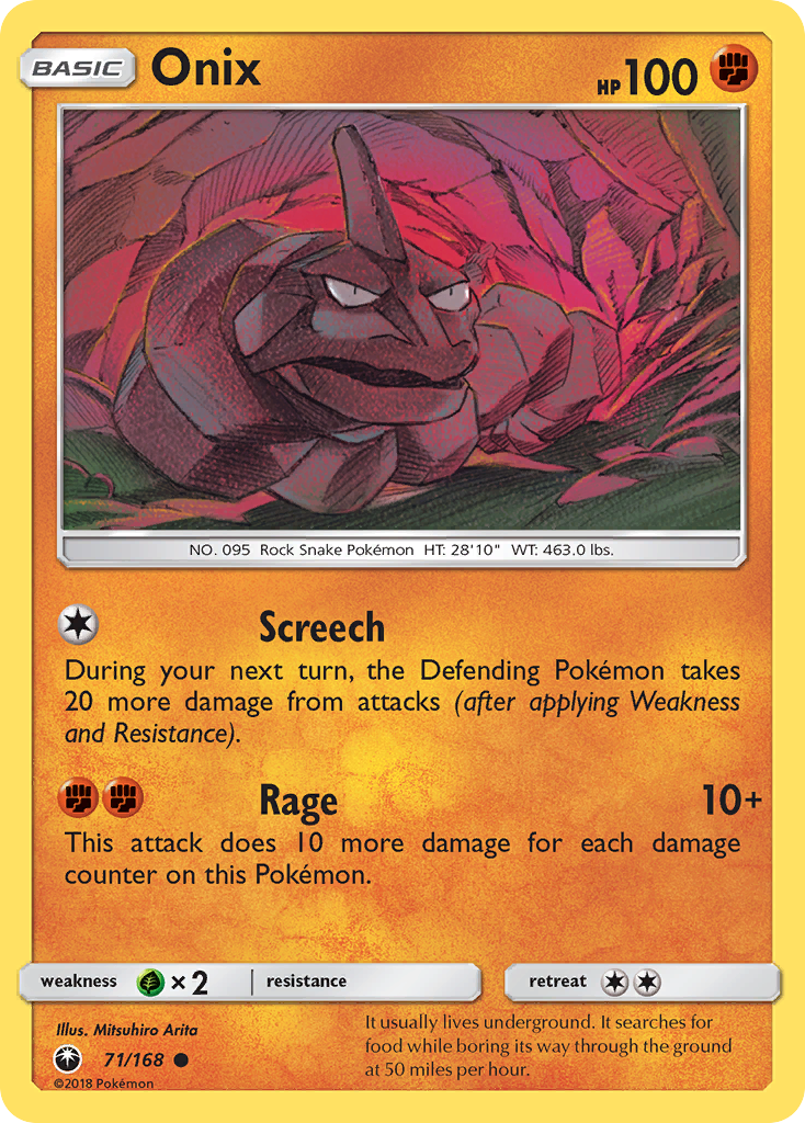 Onix 71/168 English Pokémon card from Celestial Storm (2018)
