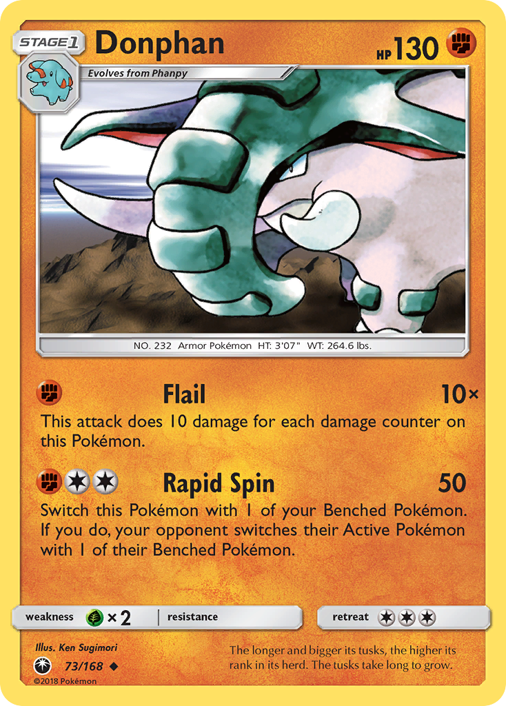 Donphan 73/168 English Pokémon card from Celestial Storm (2018)