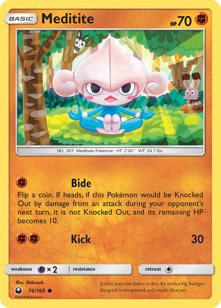 Meditite 76/168 English Pokémon card from Celestial Storm (2018)