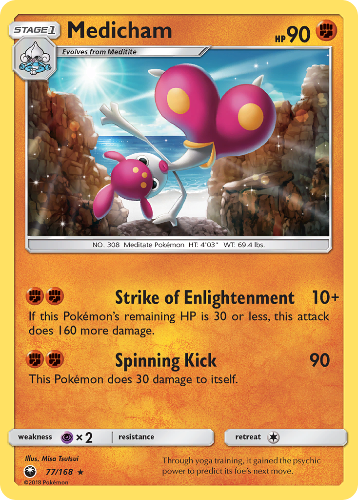Medicham 77/168 English Pokémon card from Celestial Storm (2018)