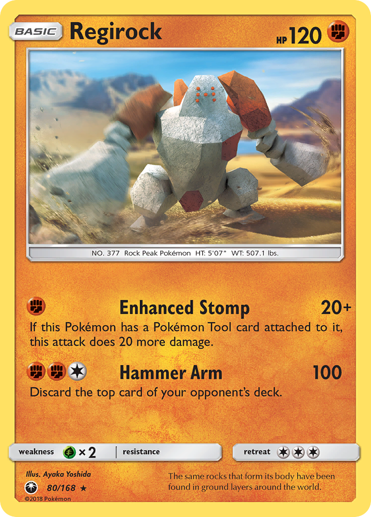 Regirock 80/168 English Pokémon card from Celestial Storm (2018)