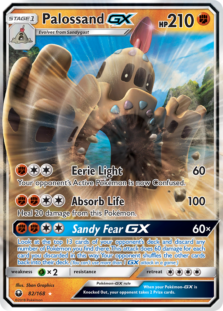 Palossand-GX 82/168 English Pokémon card from Celestial Storm (2018)