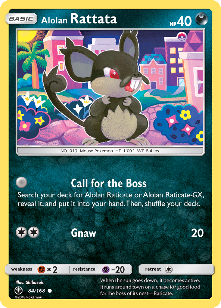 Alolan Rattata 84/168 English Pokémon card from Celestial Storm (2018)