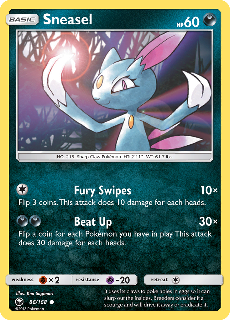 Sneasel 86/168 English Pokémon card from Celestial Storm (2018)