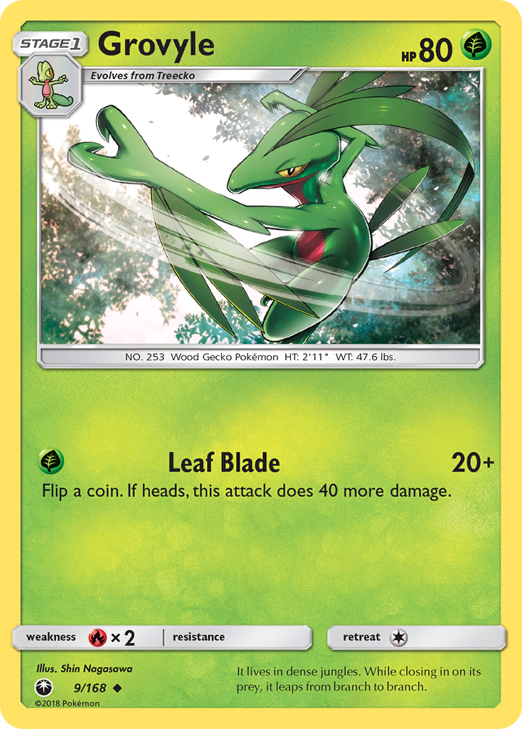 Grovyle 9/168 English Pokémon card from Celestial Storm (2018)