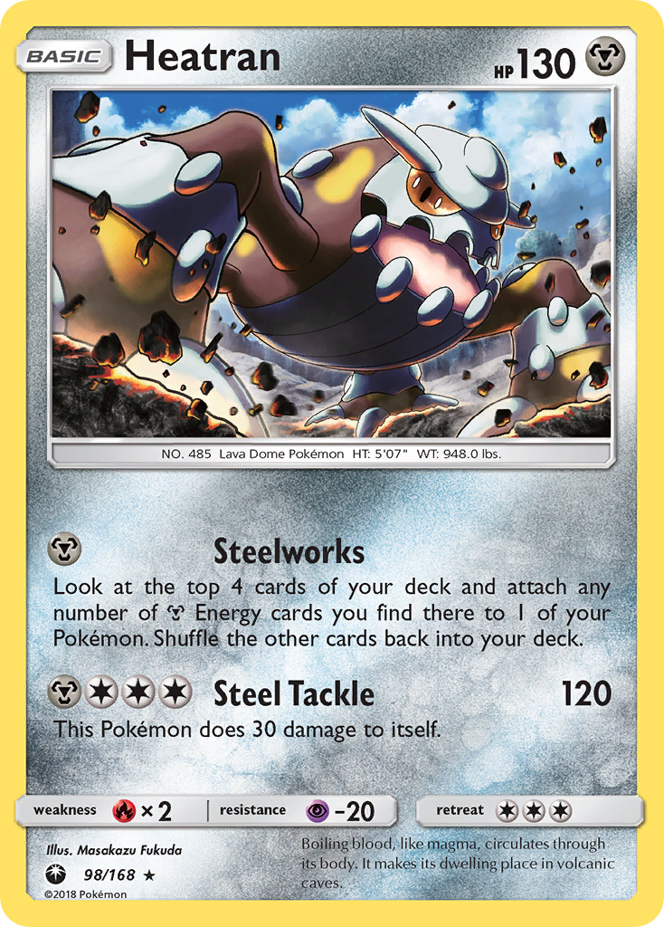 Heatran 98/168 English Pokémon card from Celestial Storm (2018)