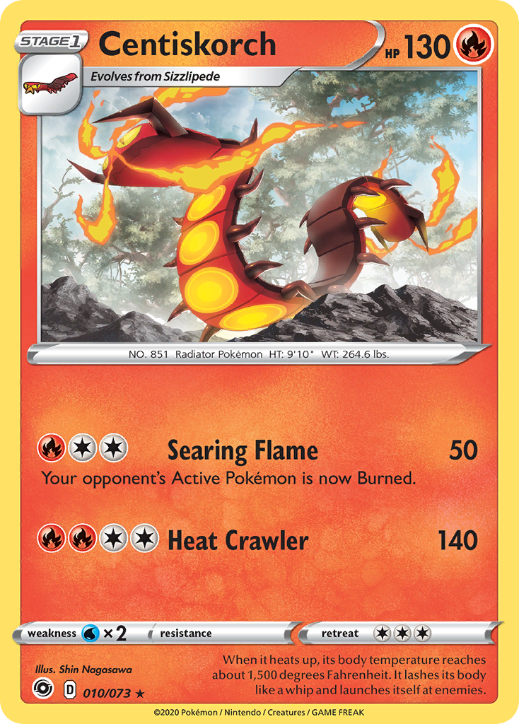 Centiskorch 10/73 English Pokémon card from Champion’s Path (2020)