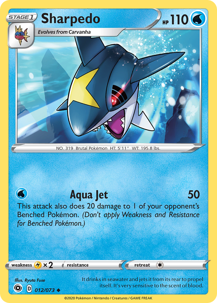 Sharpedo 12/73 English Pokémon card from Champion’s Path (2020)