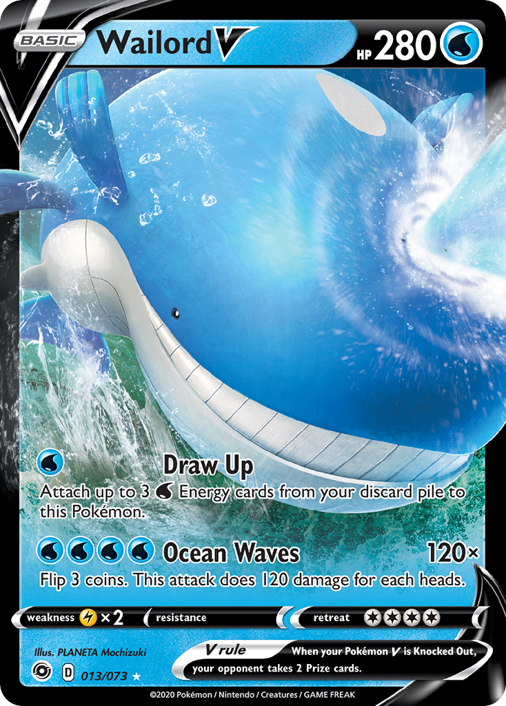 Wailord V 13/73 English Pokémon card from Champion’s Path (2020)