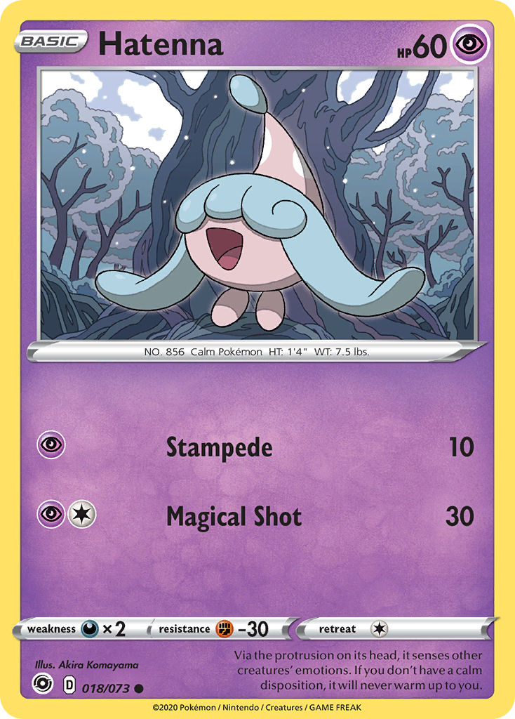 Hatenna 18/73 English Pokémon card from Champion’s Path (2020)