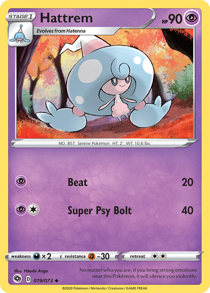 Hattrem 19/73 English Pokémon card from Champion’s Path (2020)