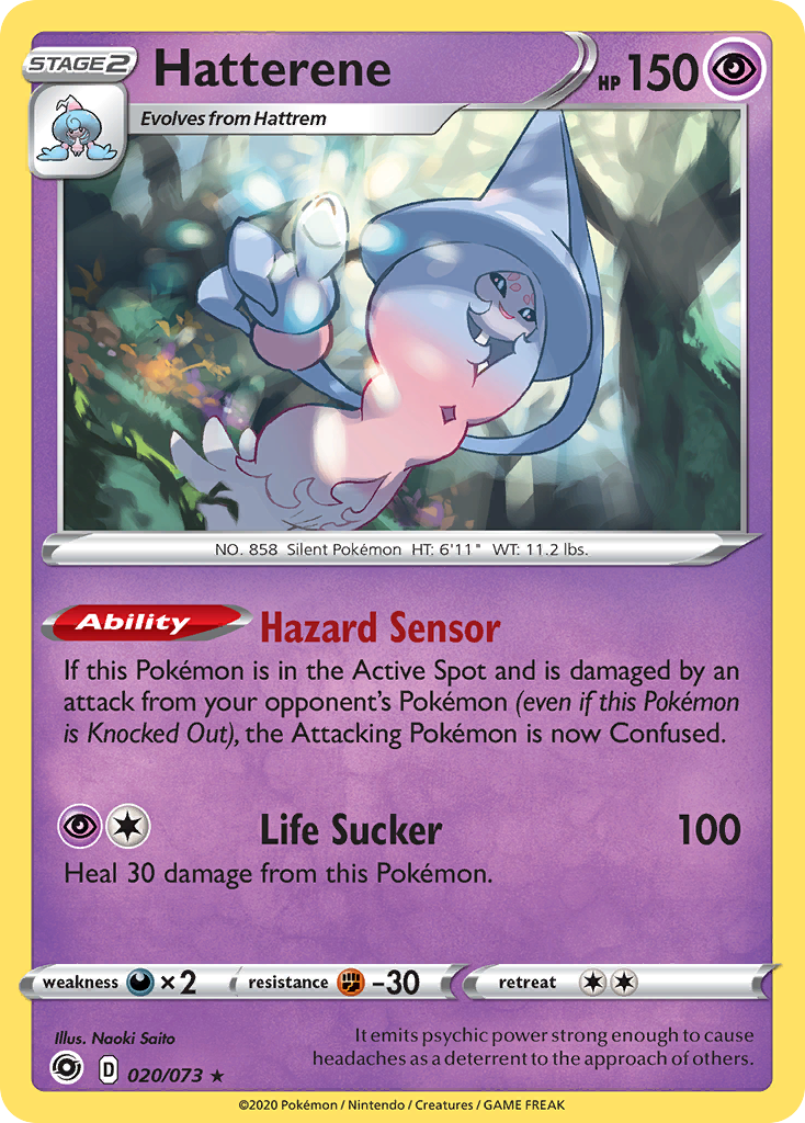 Hatterene 20/73 English Pokémon card from Champion’s Path (2020)