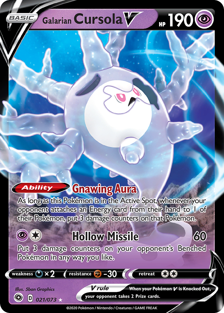 Galarian Cursola V 21/73 English Pokémon card from Champion’s Path (2020)