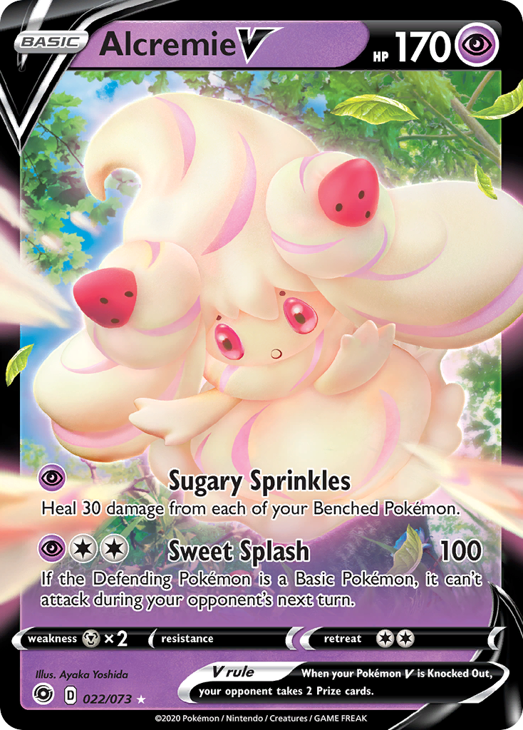 Alcremie V 22/73 English Pokémon card from Champion’s Path (2020)