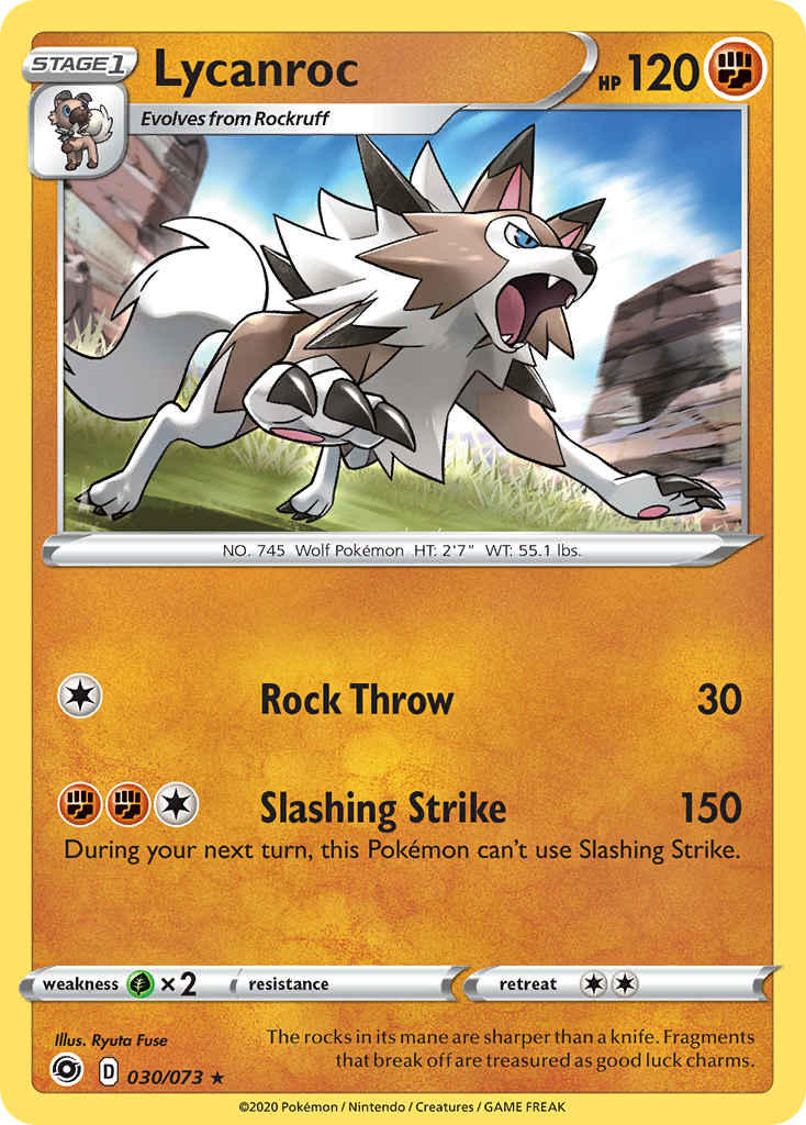 Lycanroc 30/73 English Pokémon card from Champion’s Path (2020)