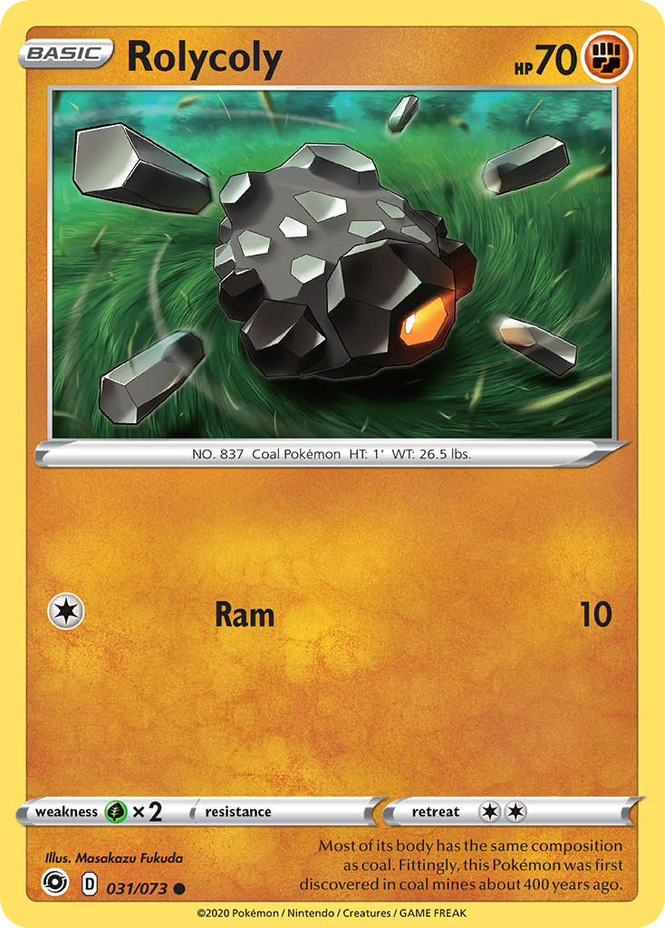 Rolycoly 31/73 English Pokémon card from Champion’s Path (2020)