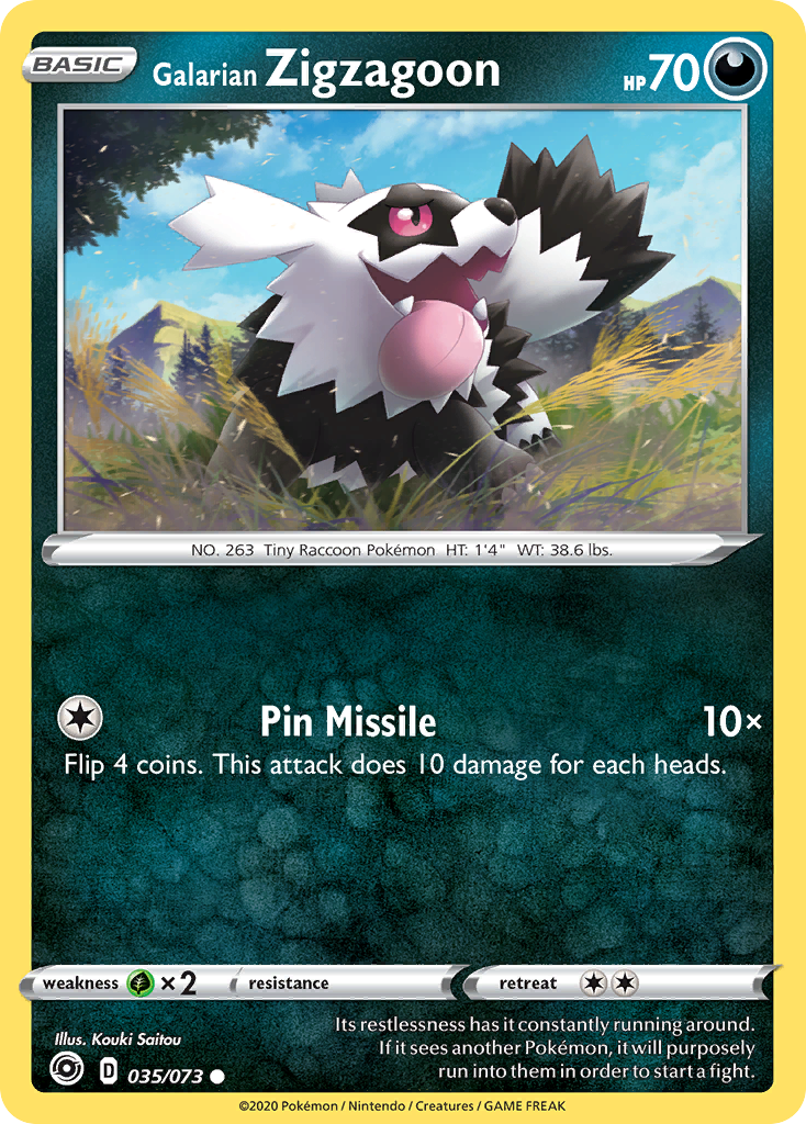 Galarian Zigzagoon 35/73 English Pokémon card from Champion’s Path (2020)
