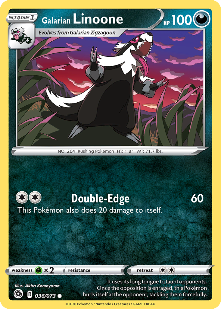 Galarian Linoone 36/73 English Pokémon card from Champion’s Path (2020)