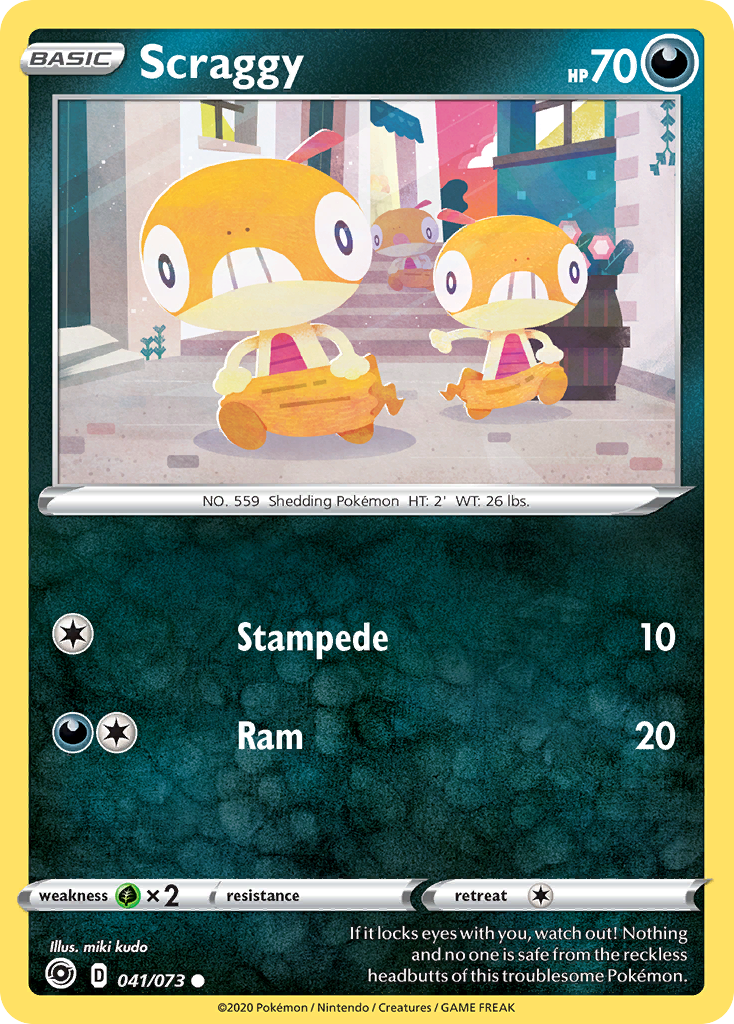 Scraggy 41/73 English Pokémon card from Champion’s Path (2020)