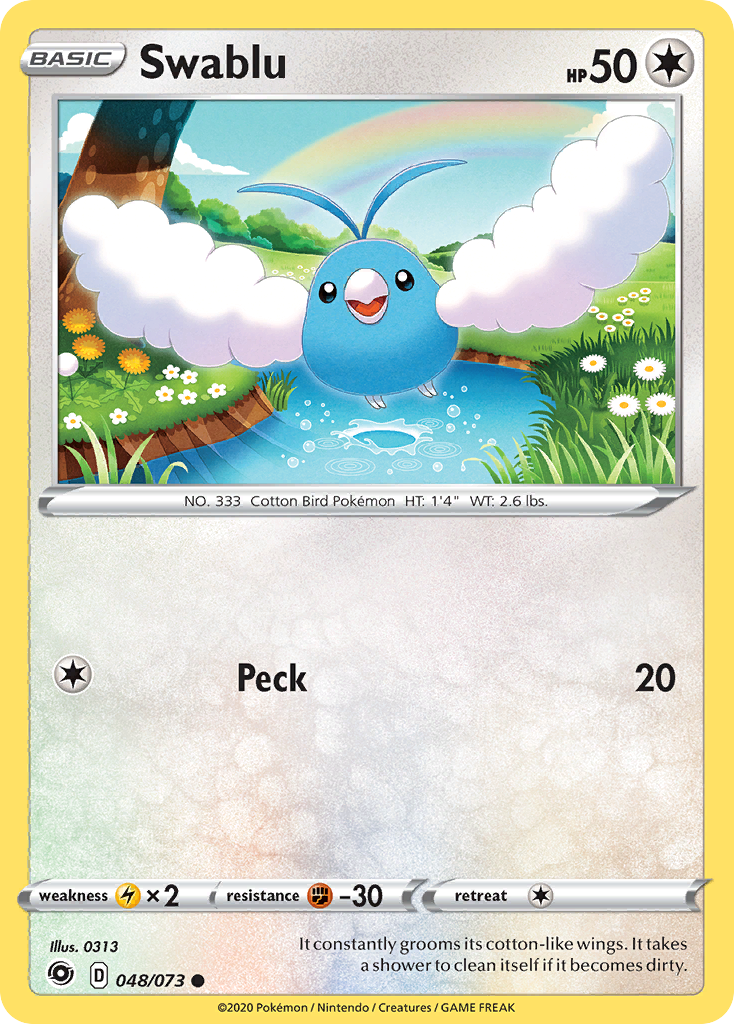 Swablu 48/73 English Pokémon card from Champion’s Path (2020)