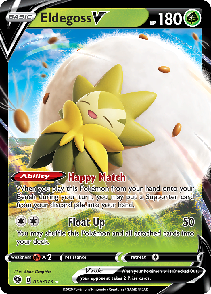 Eldegoss V 5/73 English Pokémon card from Champion’s Path (2020)