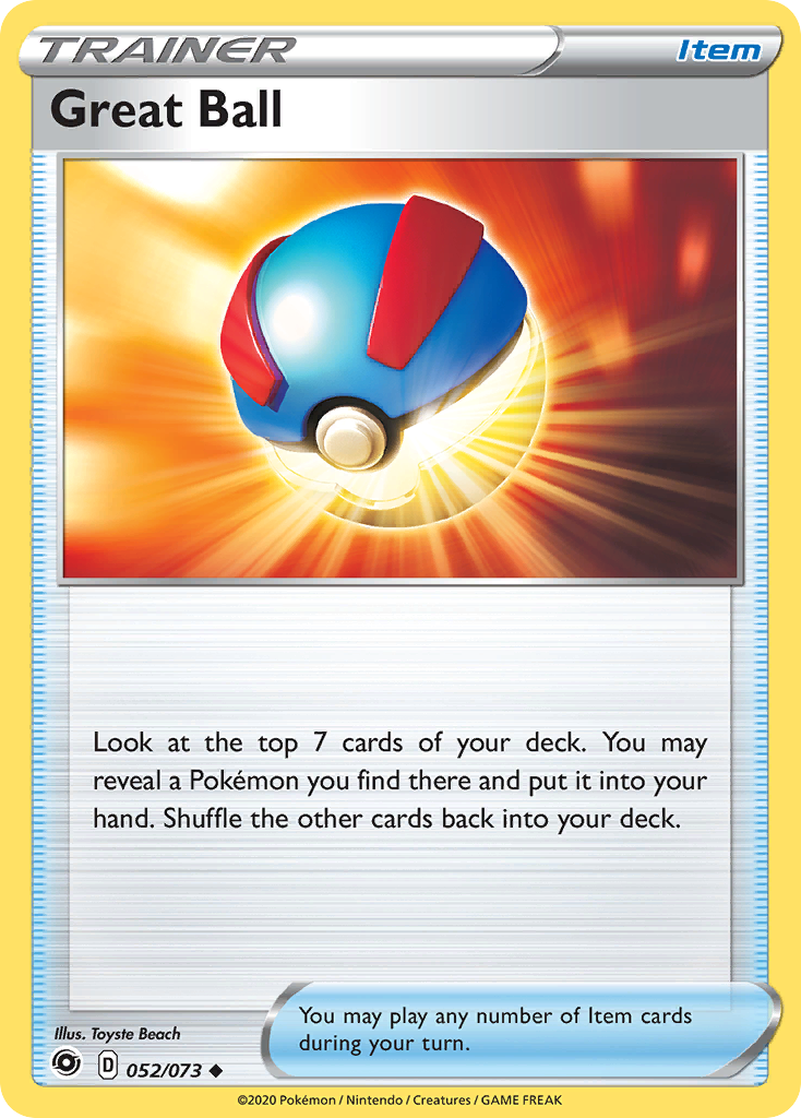 Great Ball 52/73 English Pokémon card from Champion’s Path (2020)