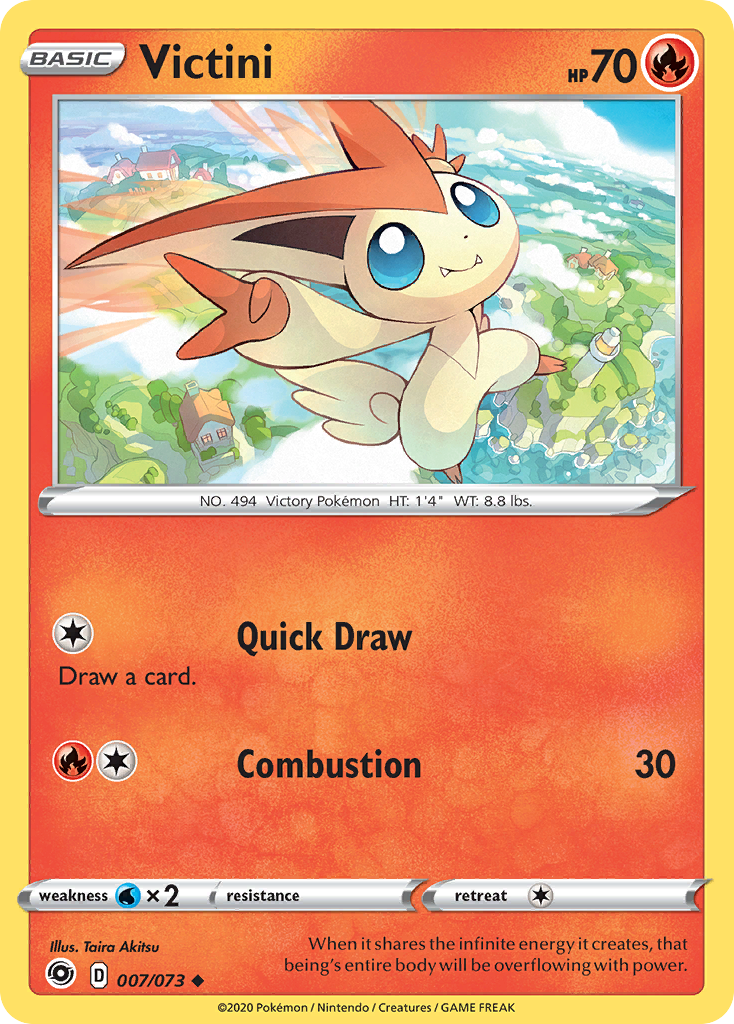 Victini 7/73 English Pokémon card from Champion’s Path (2020)