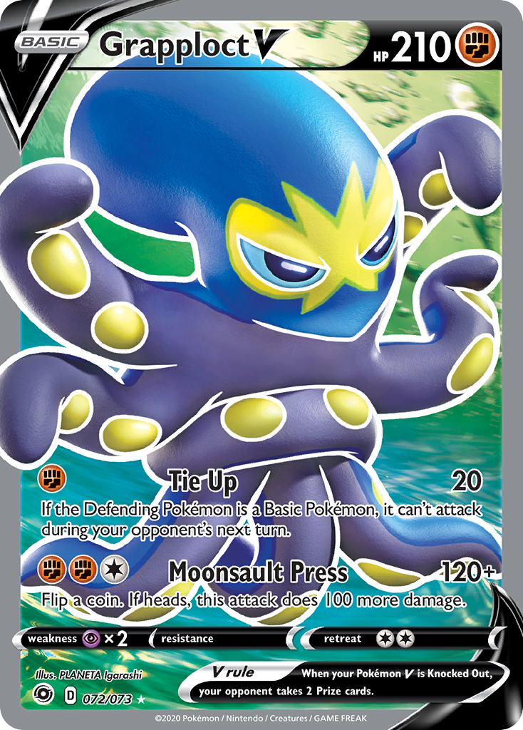 Grapploct V 72/73 English Pokémon card from Champion’s Path (2020)