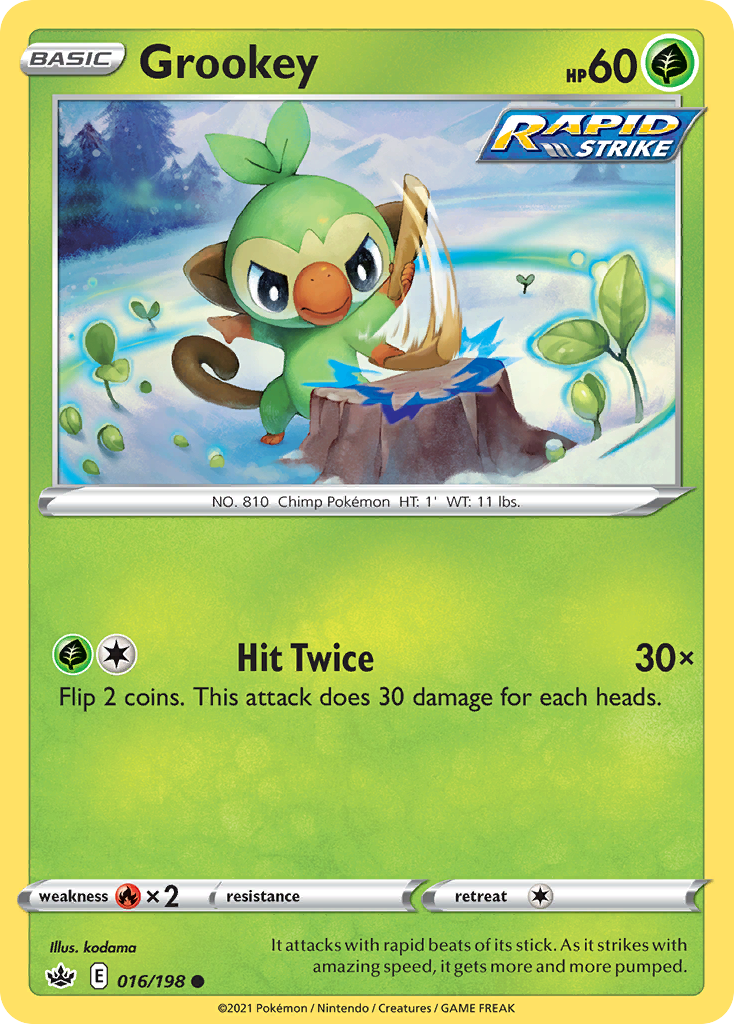 Grookey 16/198 — English Pokémon Chilling Reign (2021)