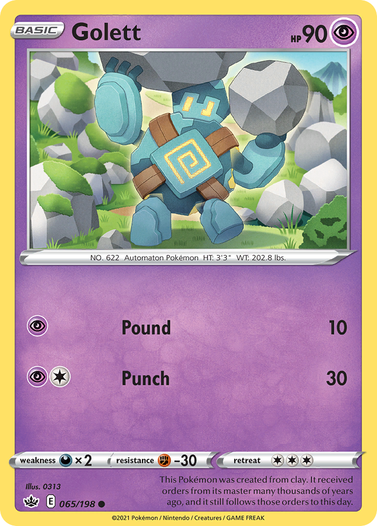 Golett 65/198 — English Pokémon Chilling Reign (2021)