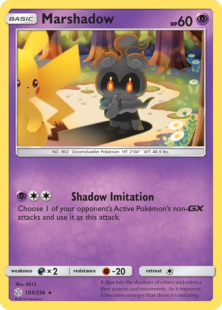 Marshadow 103/236 English Pokémon card from Cosmic Eclipse (2019)