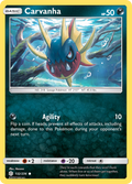 Carvanha 132/236 English Pokémon card from Cosmic Eclipse (2019)