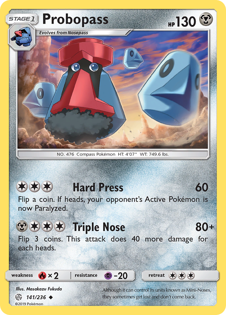 Probopass 141/236 English Pokémon card from Cosmic Eclipse (2019)