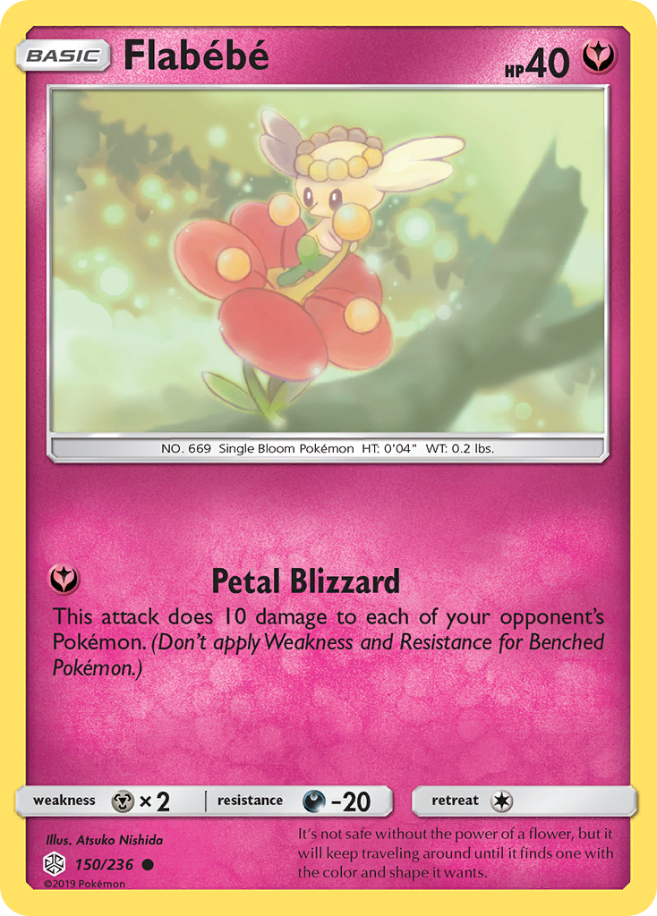 Flabébé 150/236 English Pokémon card from Cosmic Eclipse (2019)