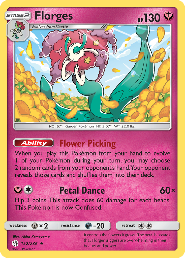 Florges 152/236 English Pokémon card from Cosmic Eclipse (2019)