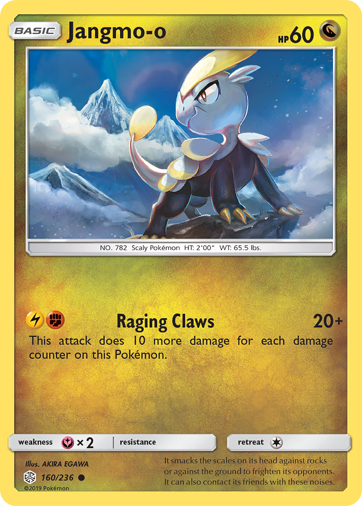 Jangmo-o 160/236 English Pokémon card from Cosmic Eclipse (2019)