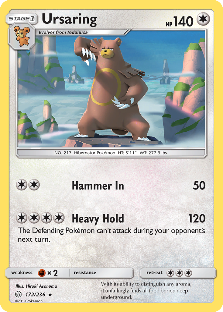 Ursaring 172/236 English Pokémon card from Cosmic Eclipse (2019)