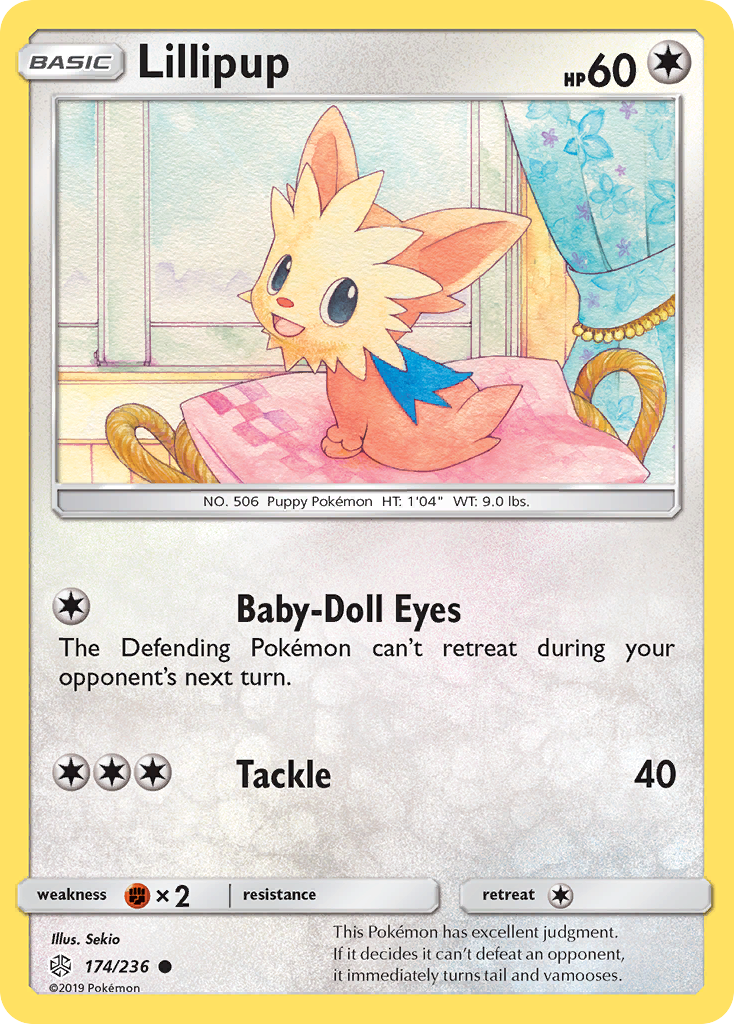 Lillipup 174/236 English Pokémon card from Cosmic Eclipse (2019)